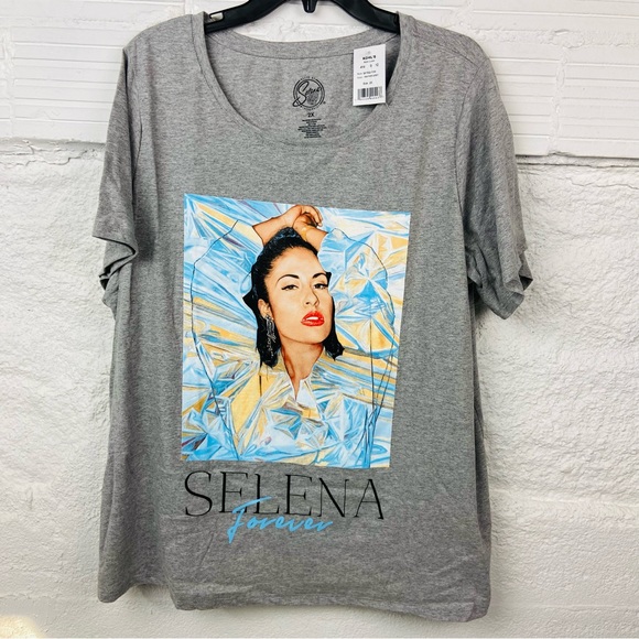 NWT SELENA FOREVER heather gray cotton short sleeve shirt size 1X - Picture 2 of 10